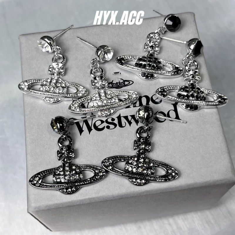 Bông Tai Hình Hành Tinh Đính Kim Cương Giả Lấp Lánh Phong Cách punk