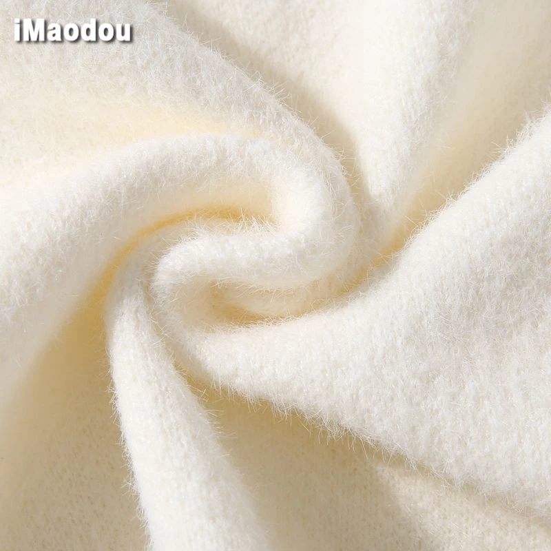 Áo sweater IMAODOU giả lông chồn dày dặn thời trang thu đông 2023 cho nam