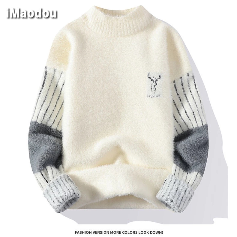 Áo sweater IMAODOU giả lông chồn dày dặn thời trang thu đông 2023 cho nam