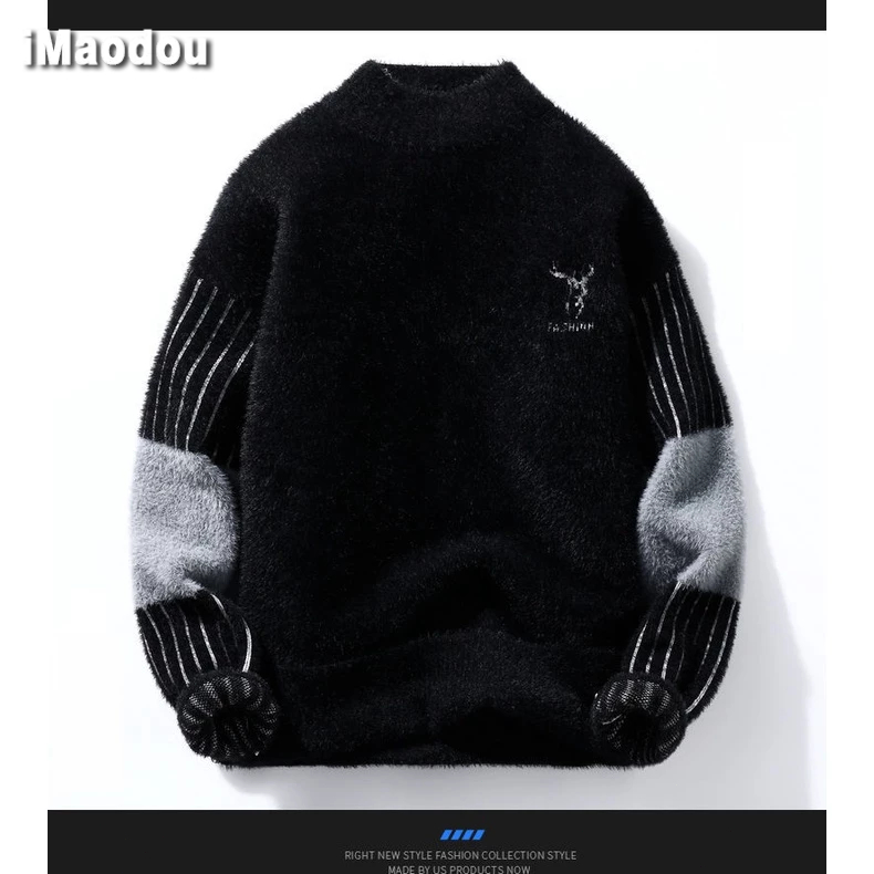 Áo sweater IMAODOU giả lông chồn dày dặn thời trang thu đông 2023 cho nam