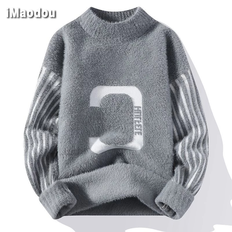 Áo sweater IMAODOU giả lông chồn dày dặn thời trang thu đông 2023 cho nam