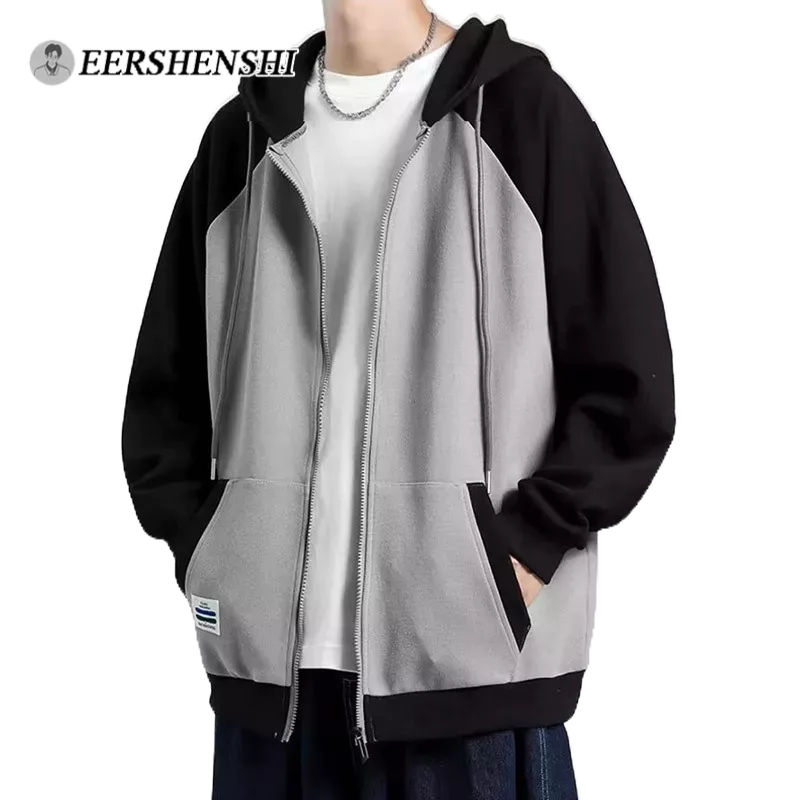 Ewerhenshi Áo Khoác Hoodie Dáng Rộng Phối Hai Màu Thời Trang Thường Ngày Chất Lượng Cao Cho Nam