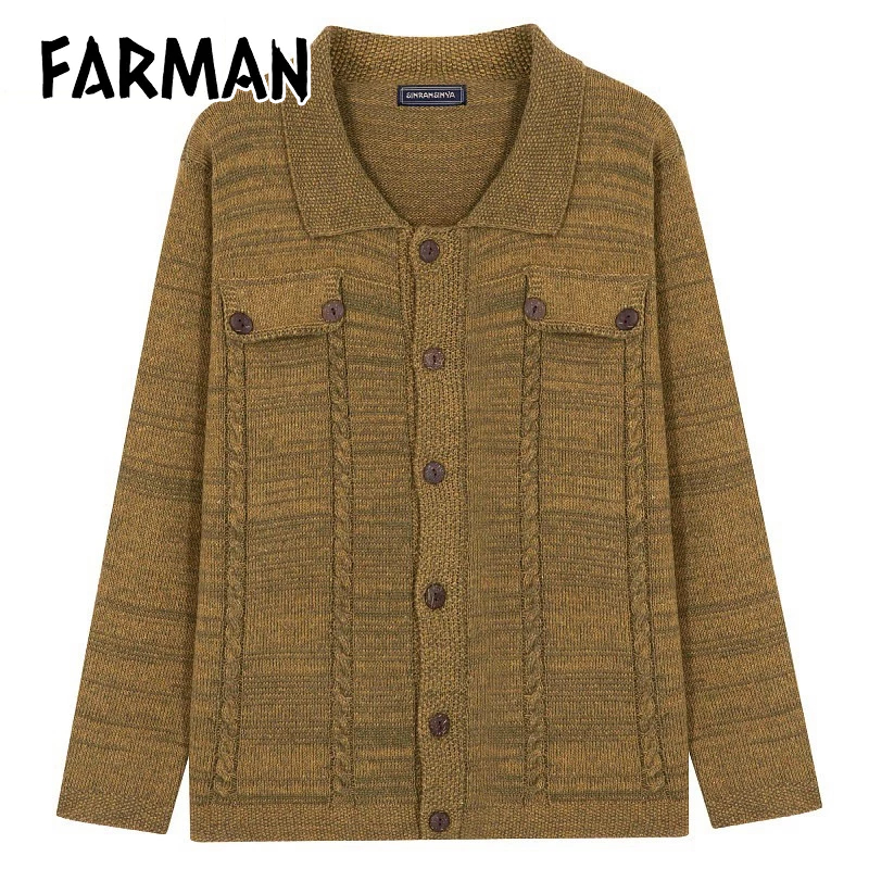 Farman Áo Khoác cardigan Dệt Kim Màu Sắc Đơn Giản Thời Trang Thu Đông Cao Cấp Cho Nam