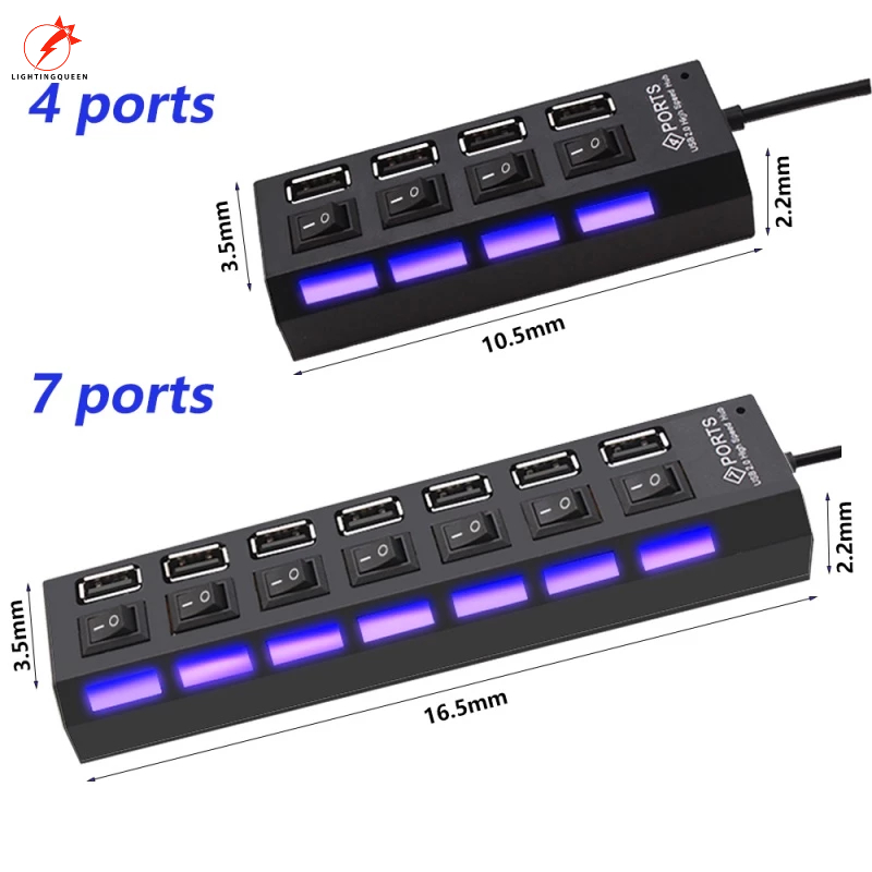 Bộ Hub Chia 4 / 7 Cổng USB 2.0 2.0 Đa Năng Tiện Dụng