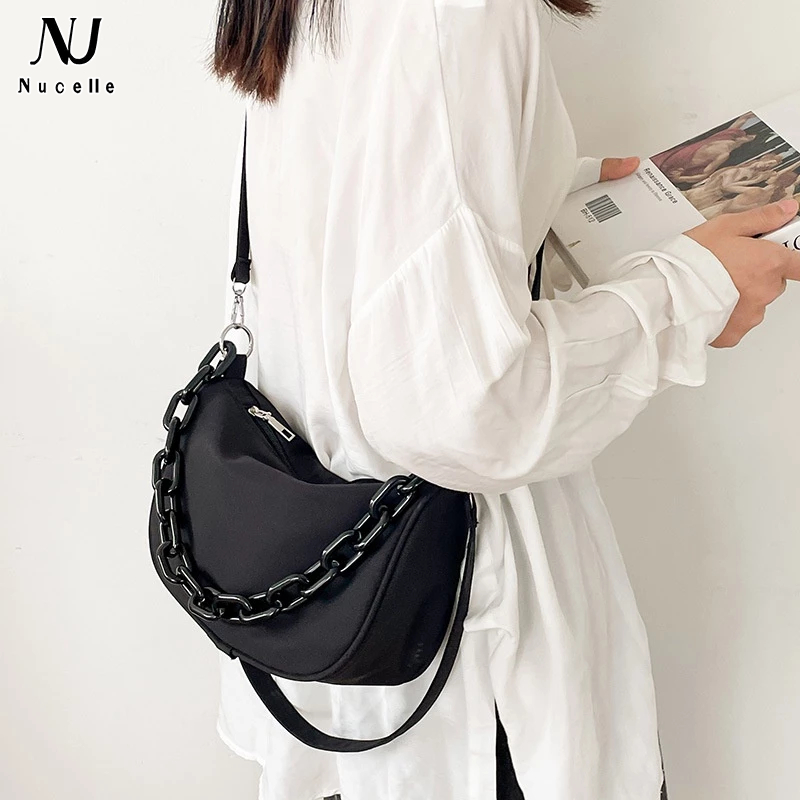 NUCELLE Túi Đeo Chéo Bằng acrylic Phối Dây Xích Thời Trang Cao Cấp Phong Cách Hàn Quốc Cho Nữ