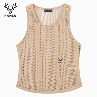 Hanlu Áo Thun Ba Lỗ Dệt Kim Dáng Rộng Thoáng Khí Đơn Giản Chất Lượng Cao Cho Nam