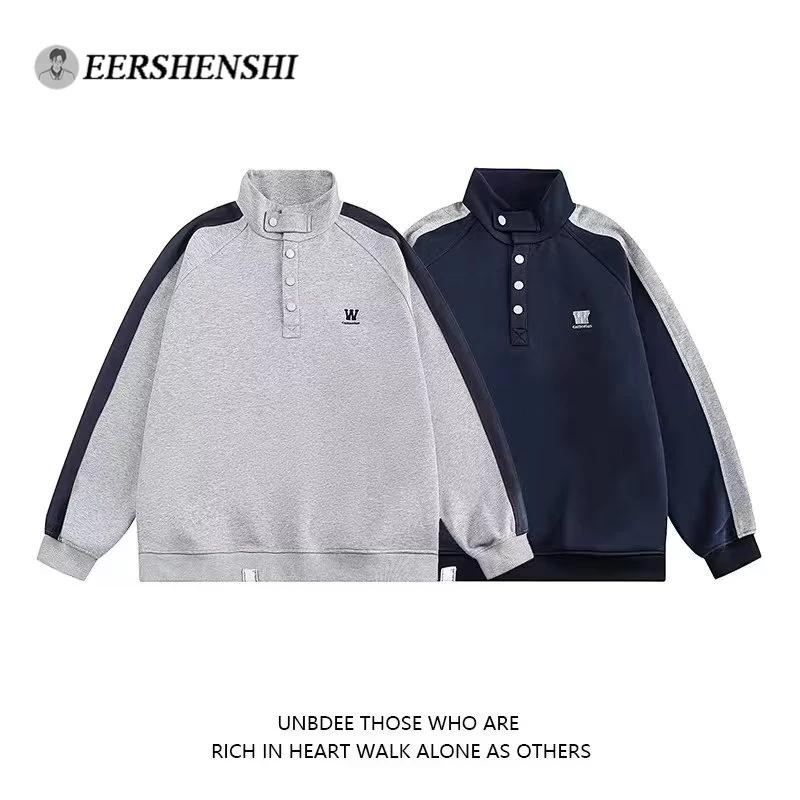 Eershenshi Áo sweater Dáng Rộng Màu Trơn Phong Cách harajuku Nhật Bản Thường Ngày Chất Lượng Cao Cho Nam