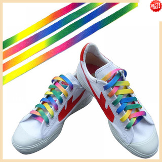 1 Pair Rainbow Fashion Flat Canvas Athletic Shoelace Sport Sneaker Shoe Laces Strings