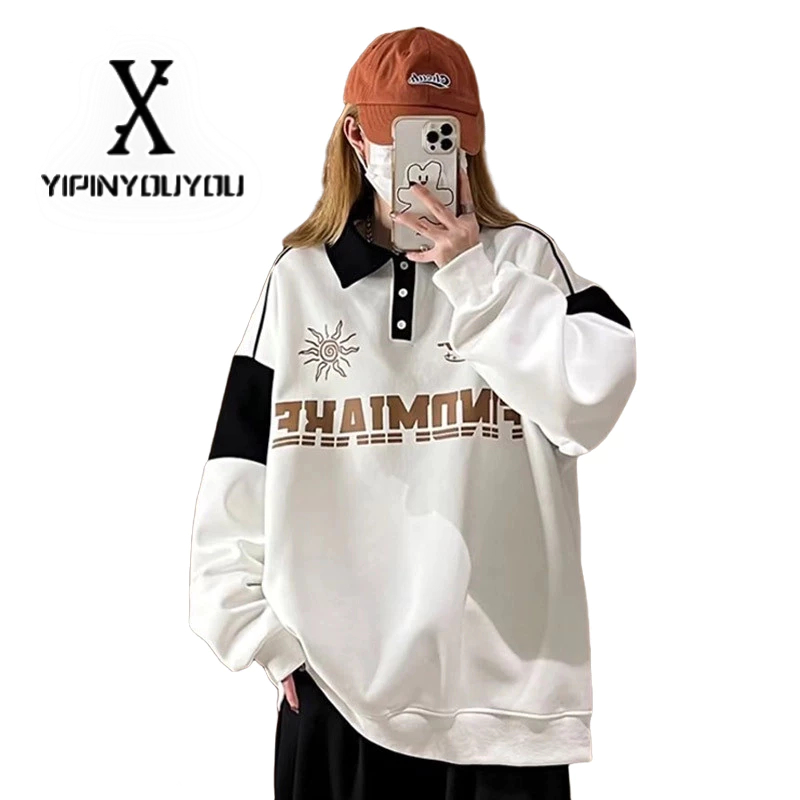 YIPINYOUYOU Áo Nỉ polo Cao Cấp Thời Trang Xuân Thu Phong Cách Mỹ Cho Cặp Đôi