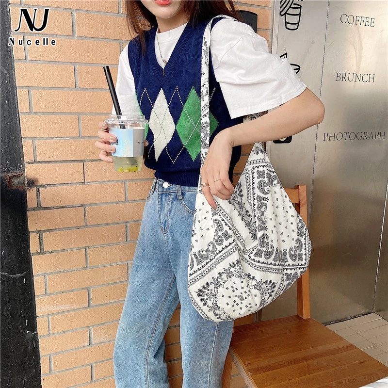 Nucelle johnn Túi Xách Vải canvas Họa Tiết Thổ Cẩm vintage Thời Trang Cho Nữ