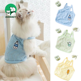 DORRIKEY Áo thun hai dây mỏng cho cún mèo，Thiết kế thoáng khí đơn giản li0571