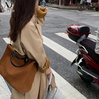 Nucelle túi đeo chéo vai cỡ lớn màu nâu mờ phong cách han thời trang