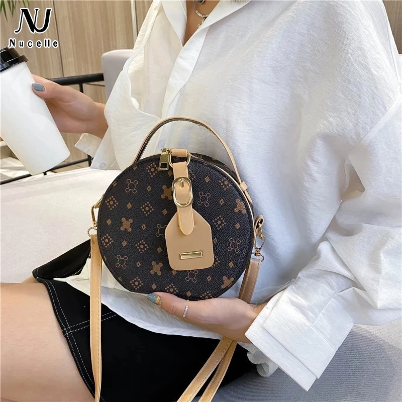 Túi đeo chéo NUCELLE dáng tròn cỡ nhỏ phong cách cổ điển thời trang cho nữ