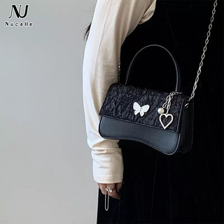Nucelle Túi Xách Đeo Vai Hình Vuông Cỡ Nhỏ Đính Nơ Trái Tim Phối Dây Xích Thời Trang Cao Cấp Cho Nữ