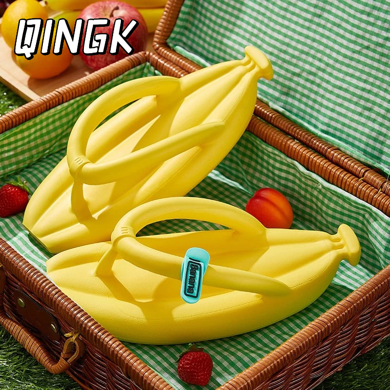 Dép xỏ ngón（EVA）3cm Đáy dày，dép Đi Trong Nhà Chống trượt Hình Quả Chuối Thời Trang Cho Nữ