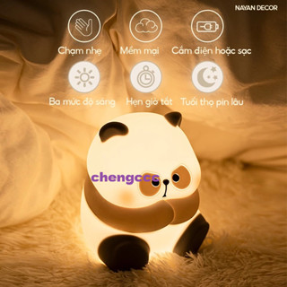 Đèn ngủ cảm biến, quà tặng sinh nhật trang trí cho bé gái, bạn trai 3d silicone panda hẹn giờ usb có thể điều chỉnh độ sáng