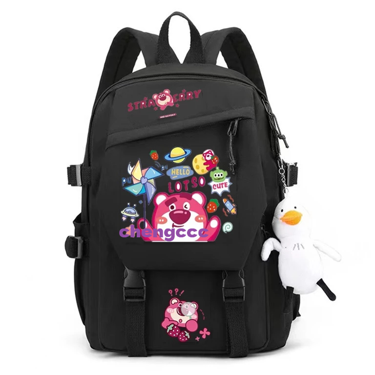 Strawberry bear Ba Lô Đi Học Hình Gấu Và Dâu Tây Dễ Thương Cho Học Sinh Lớp 3-6 Cặp học sinh hình gấu dâu tây
