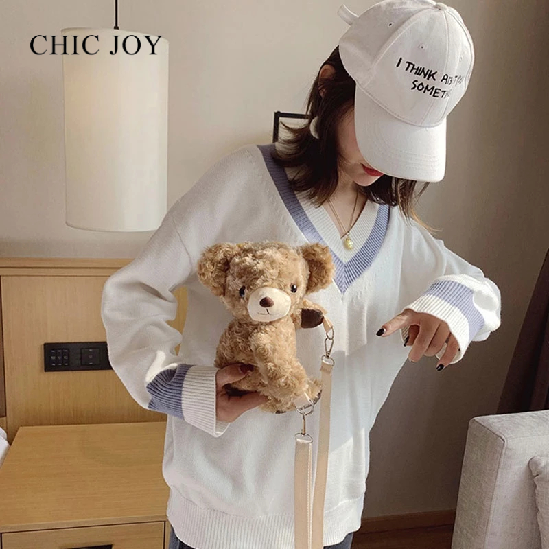 CHIC JOY Túi Đeo Chéo Hình Gấu Bông Hoạt Hình Nhật Hàn Dễ Thương Cho Nữ