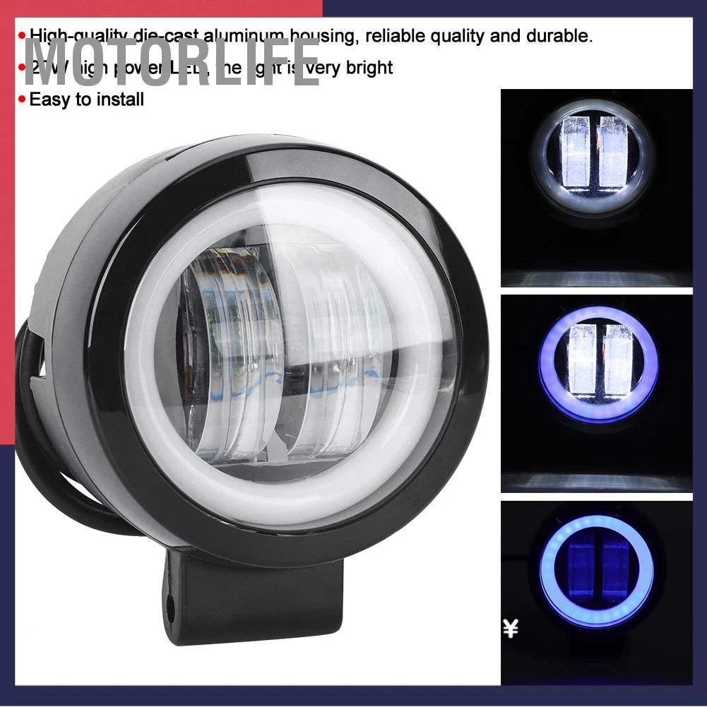 Motorlife 2 CÁI 3in 20W 6500K Đèn LED tròn làm việc 4D Ống kính đôi IP68 pha ô tô