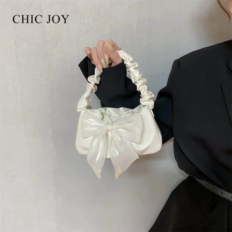 CHIC JOY Túi Xách Đeo Vai Bằng Nhựa PP / Túi Xách Gấp Gọn Trang Trí Nơ Thời Trang Đơn Giản