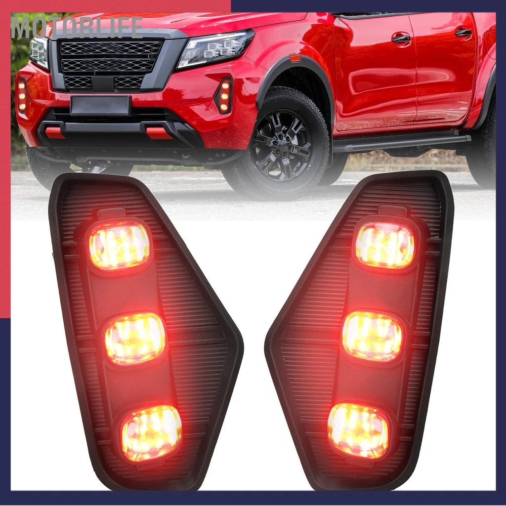 Motorlife Thay thế đèn LED chạy ban ngày 3 màu DRL ABS chống nước cho Nissan Navara 2021+