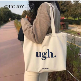 CHIC JOY Túi Xách canvas Cỡ Lớn Có Khóa Kéo Phong Cách Nhật Hàn Đơn Giản Cho Nữ
