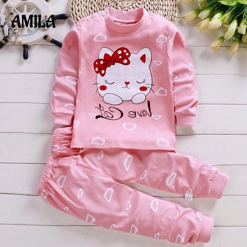 AMILA Bộ Đồ Ngủ Cotton Dáng Dài Thời Trang Thu Đông Cho Bé Trai