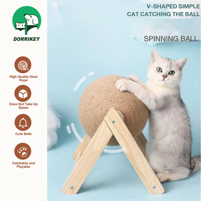 DORRIKEY Đồ Chơi Bảng Cào Móng Bằng Gỗ Kèm Dây Thừng Dành Cho Mèo Cưng li0598