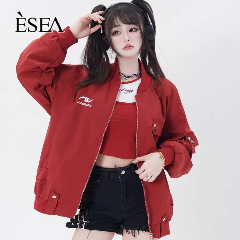 Esea Áo Khoác Tay Dài Màu Trơn Phong Cách Đường Phố Mỹ Thời Trang Cho Nam Và Nữ