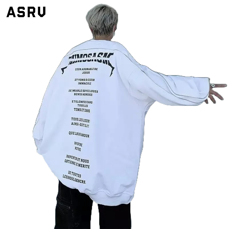 Asrv Áo Nỉ Cổ Thuyền Dáng Rộng Phối Khóa Kéo Phong Cách Đường Phố Âu Mỹ Thời Thượng Đơn Giản Dành Cho Nam