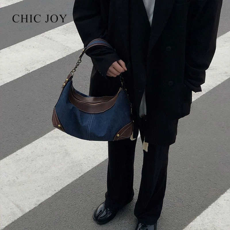CHIC JOY Túi Xách Vải Jean Thời Trang Dành Cho Nữ