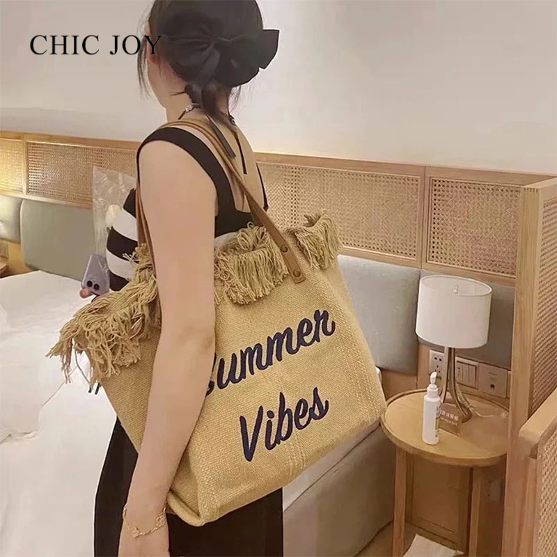 CHIC JOY Túi Xách Du Lịch Cỡ Lớn Phối Tua Rua Thời Trang