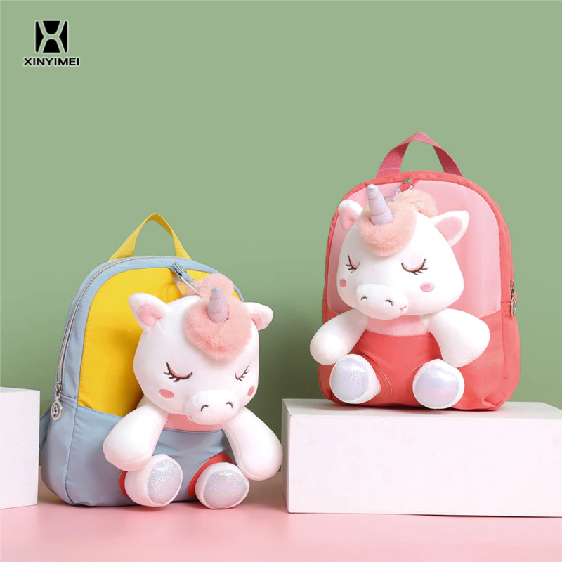 Balo XINYIMEI kiểu kỳ lân hoạt hình nhồi bông siêu nhẹ đáng yêu cho trẻ em