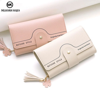  MLKSRH KQES Ví Tiền Dáng Dài Có Khóa In Chữ Phối Tua Rua Hình Cánh Hoa Đông Nam Á Cho Nữ 