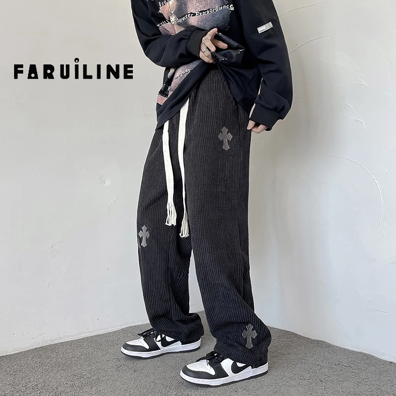 Faruiline Quần Nhung Dài Ống Rộng Thời Trang Cho Nam