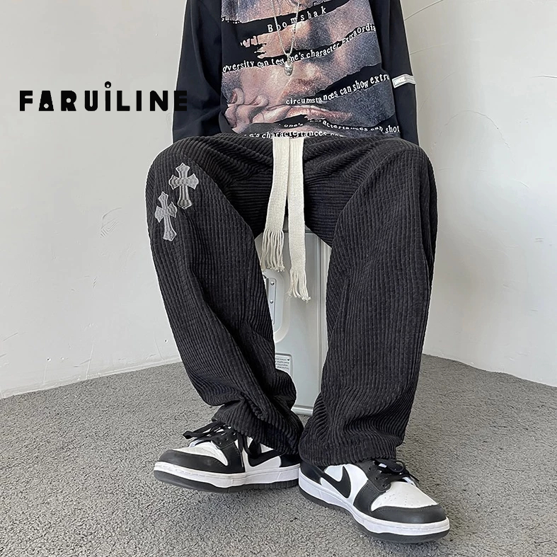 Faruiline Quần Nhung Dài Ống Rộng Thời Trang Cho Nam