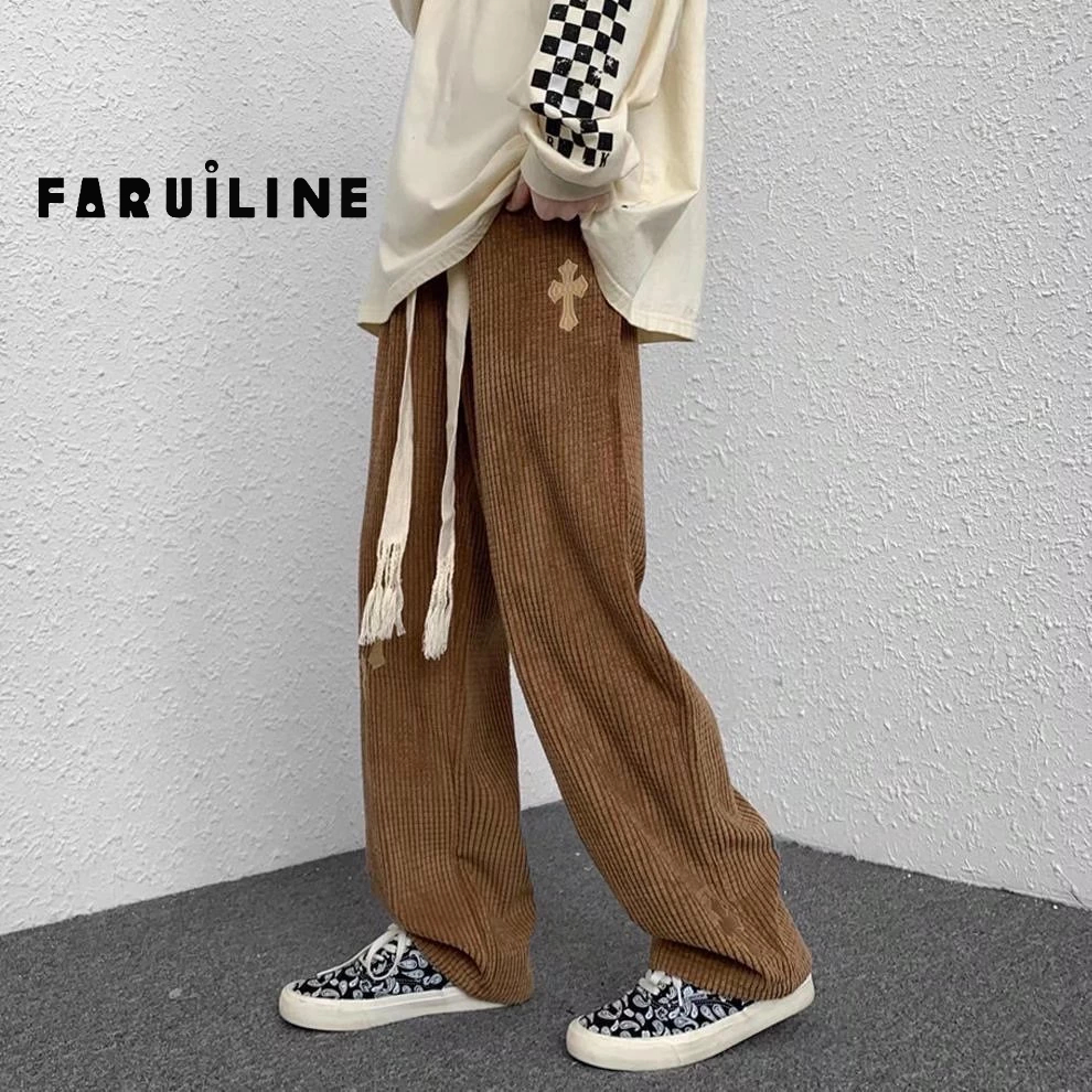 Faruiline Quần Nhung Dài Ống Rộng Thời Trang Cho Nam