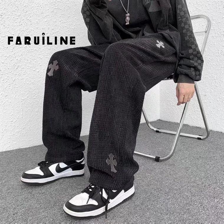 Faruiline Quần Nhung Dài Ống Rộng Thời Trang Cho Nam