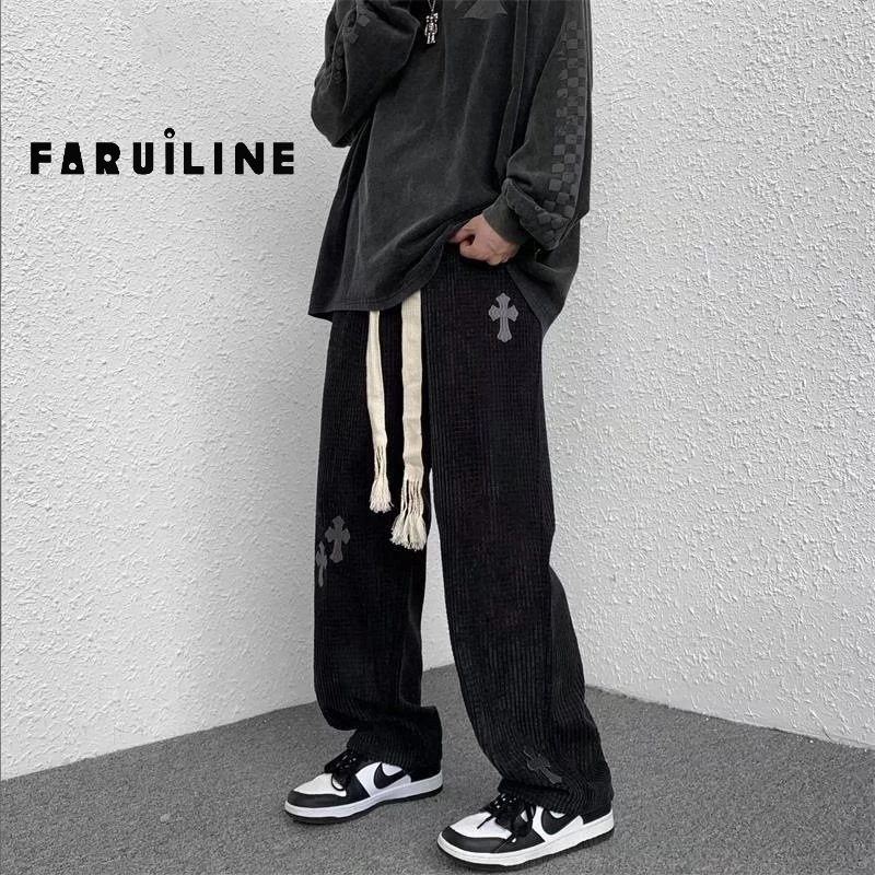 Faruiline Quần Nhung Dài Ống Rộng Thời Trang Cho Nam