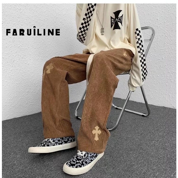 Faruiline Quần Nhung Dài Ống Rộng Thời Trang Cho Nam