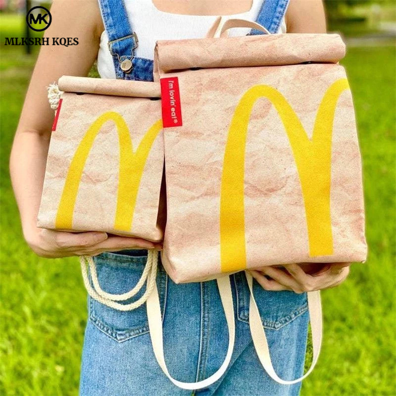 MLKSRH KQES Mcdonald Ba Lô Đi Học Bằng Giấy Sức Chứa Lớn Thoải Mái Cho Nữ Sinh