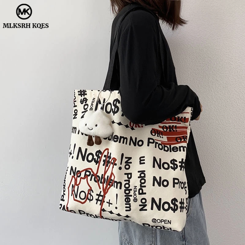 MLKSRH KQES Túi Xách Đeo Vai Bằng Vải canvas Sức Chứa Lớn Đa Năng Phong Cách Mori Hàn Quốc Cho Nữ