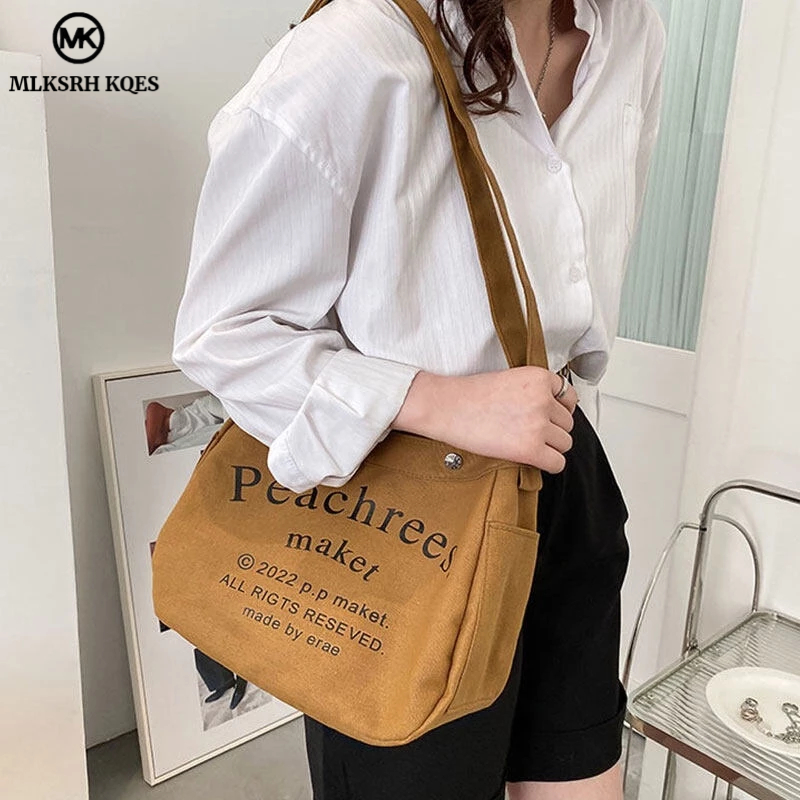 MLKSRH KQES Túi Xách Canvas Cỡ Lớn Phong Cách Phương Tây Thời Trang Cho Nữ