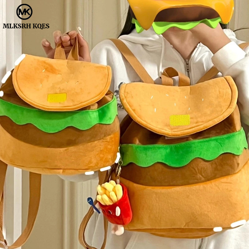 MLKSRH KQES Ba Lô Hình hamburger / Cừu Hoạt Hình Sức Chứa Lớn Dễ Thương Cho Nữ