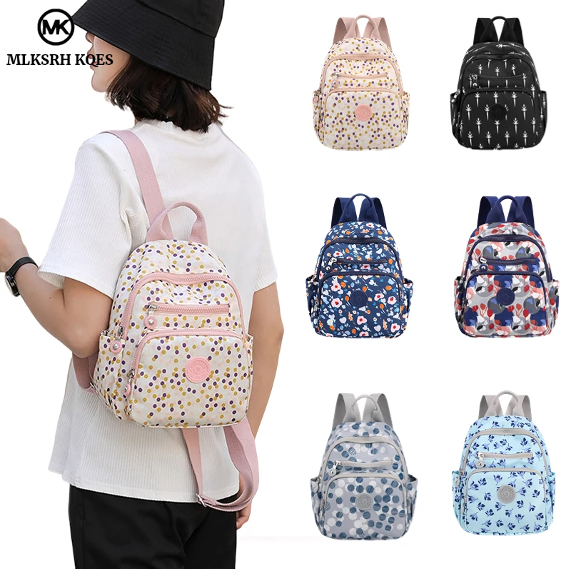 MLKSRH KQES Balo nữ mới dung tích lớn phiên bản hàn quốc ins phong cách trung quốc broken flower fashion multi-partment backpack