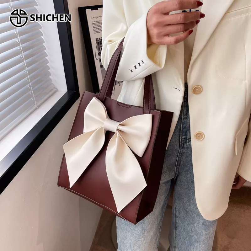 SHI CHEN Túi Xách Tote Đeo Dưới Cánh Tay Sức Chứa Lớn Màu Sắc Tương Phản Hợp Thời Trang Công Sở Cho Nữ