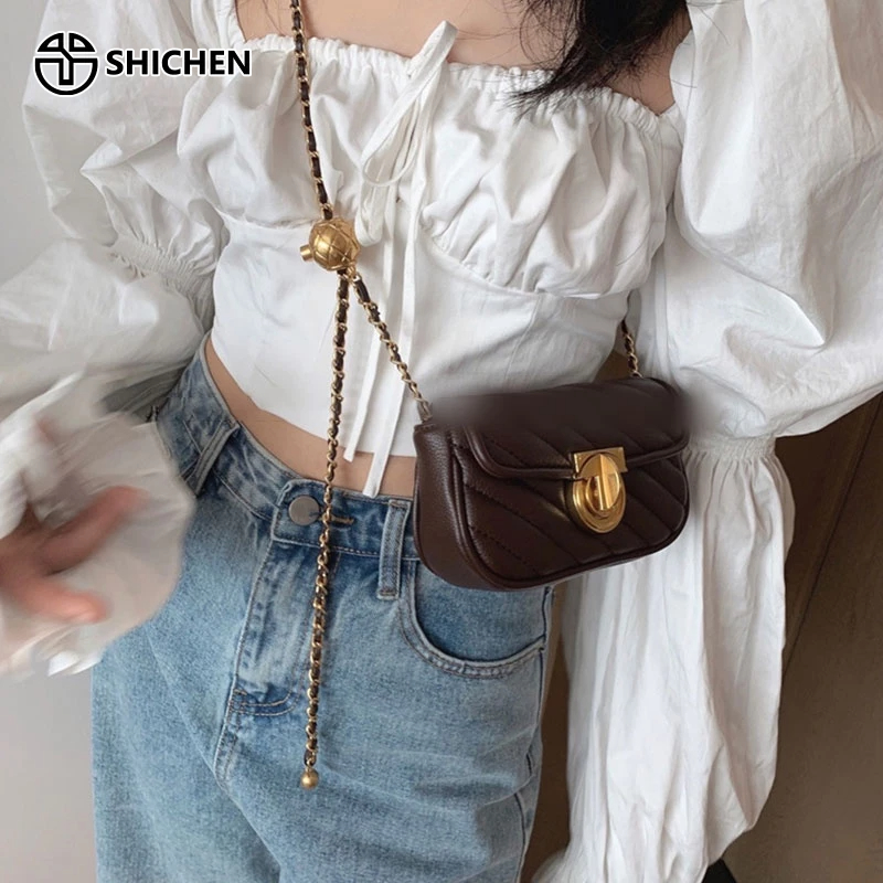SHI CHEN Túi Đeo Chéo Vai mini Hình Vuông Đính Hạt Cườm Chuyển Đổi Thời Trang Mới Cao Cấp Có Khóa Thời Trang Và Đa Ứng Dụng