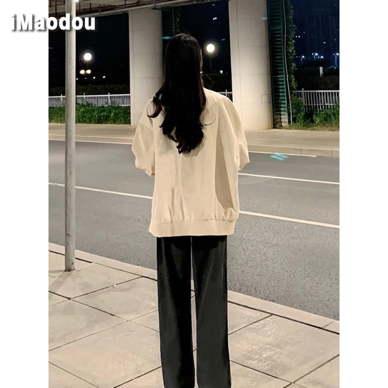 IMAODOU Áo Khoác Bóng Chày Vải Nhung Phong Cách retro Thời Trang Xuân Thu 2023 Mới