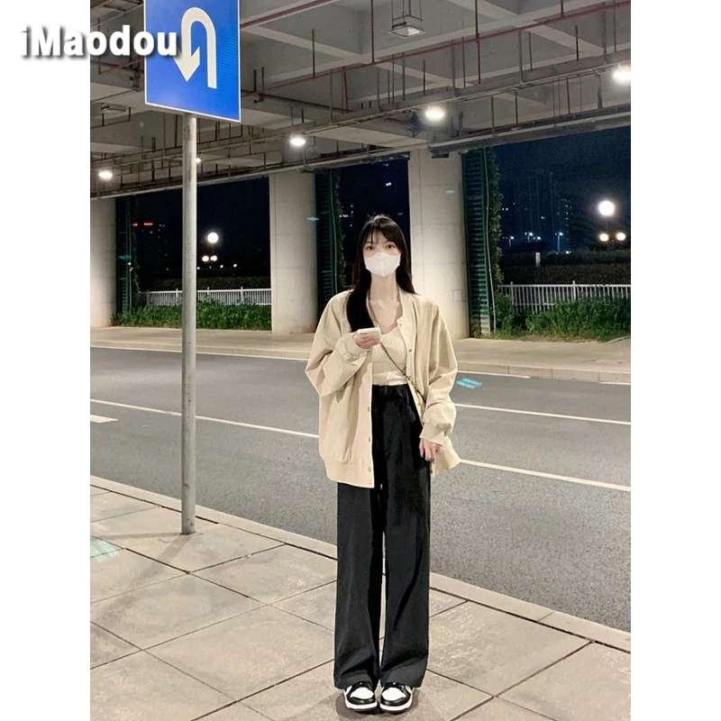 IMAODOU Áo Khoác Bóng Chày Vải Nhung Phong Cách retro Thời Trang Xuân Thu 2023 Mới