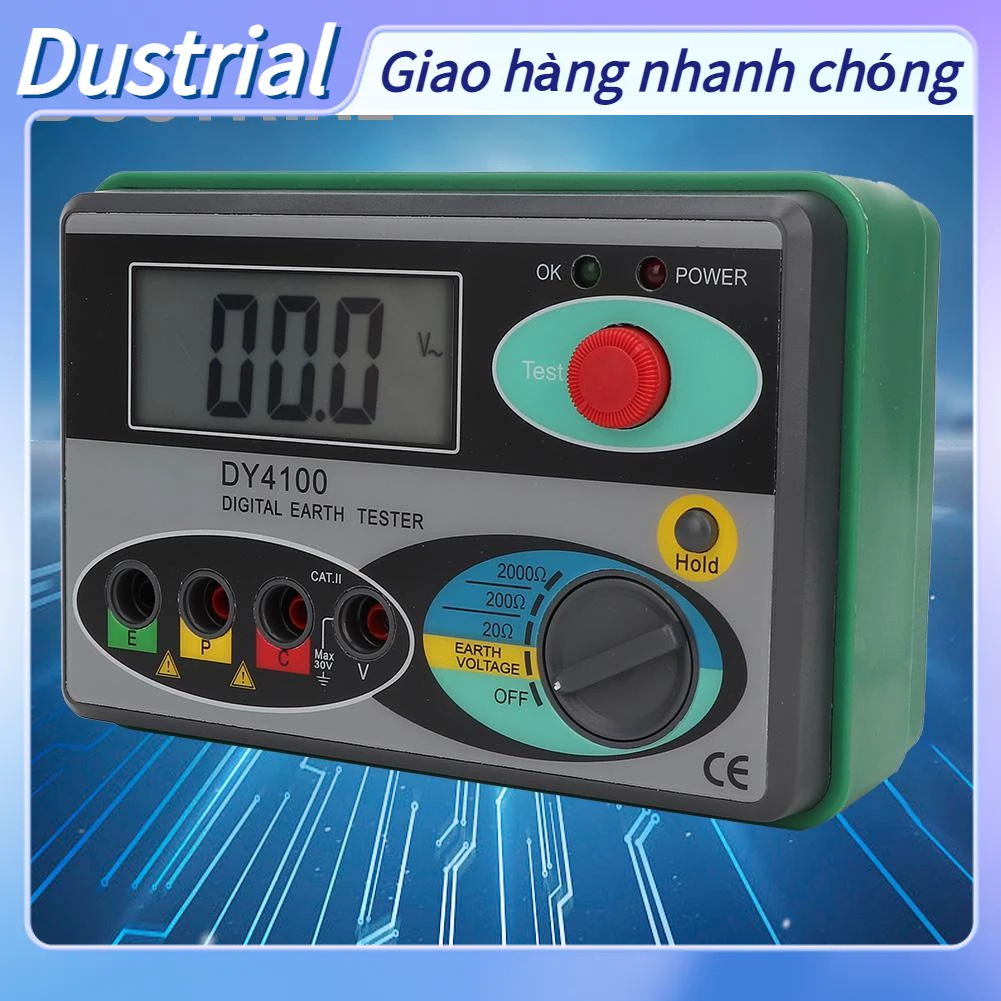 [Hàng Sẵn] Màn hình LCD kỹ thuật số DY4100 Hiển thị Máy đo điện trở nối đất Dustrial B.